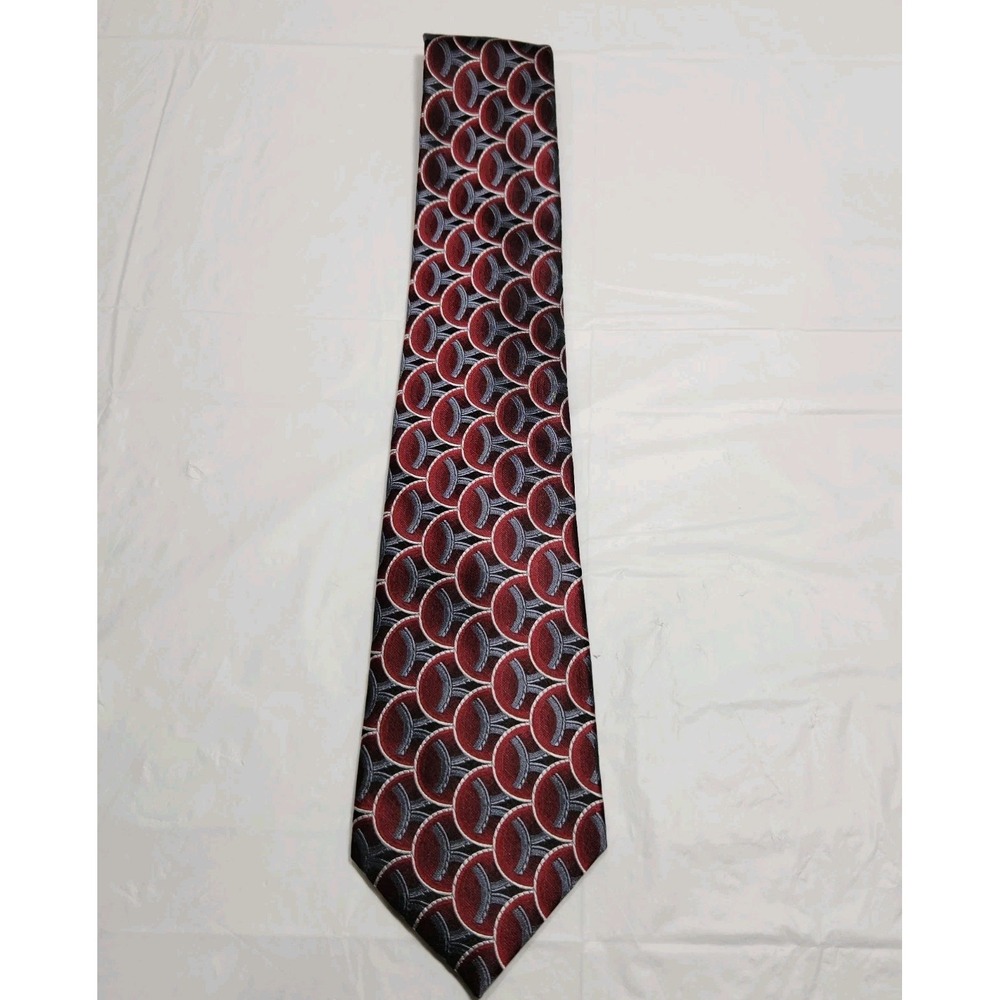 Crazy Horse Mens 100% Silk Tie Burgundy / Gray / Black